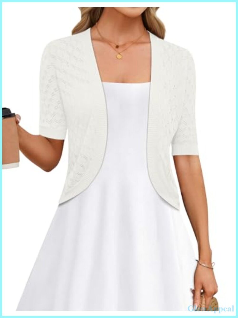 Women's Cropped Cardigan Short Sleeve Bolero Shrug Open Front Lightweight